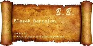 Blazek Bertalan névjegykártya